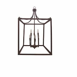 60W Square Cage Entry Fixture, 6-Light, E12, Oil Rubbed Bronze