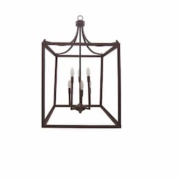 60W Square Cage Entry Fixture, 6-Light, E12, Oil Rubbed Bronze