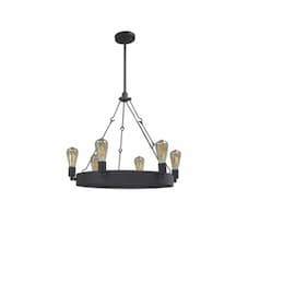 Justin Series Ring Chandelier, 6-Light, E26, Matte Black