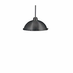 13-in Metal Dome Pendant Cover, White Glass, Matte Black