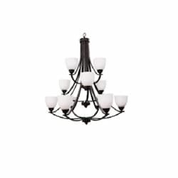 60W Victoria Chandelier, 12-Light, Clear Glass, Matte Black