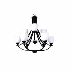 HomEnhancements 60W Victoria Chandelier, 9-Light, Clear Glass, Matte Black