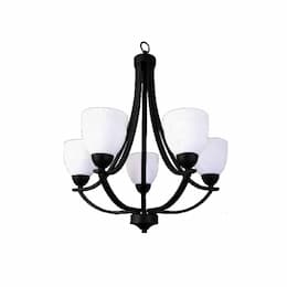 HomEnhancements 60W Victoria Chandelier, 5-Light, Clear Glass, Matte Black