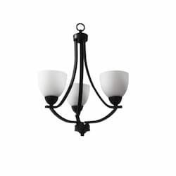 60W Victoria Chandelier, 3-Light, White Glass, Matte Black