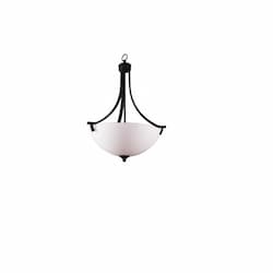 HomEnhancements 60W Victoria Entry Pendant, 3-Light, White Glass, Matte Black