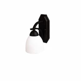 60W Victoria Wall Sconce, 1-Light, White Glass, Matte Black