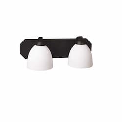 60W Victoria Vanity, 2-Light, White Glass, Matte Black