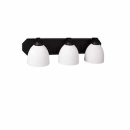 60W Victoria Vanity, 3-Light, White Glass, Matte Black