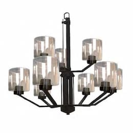 60W Paris Chandelier, 9-Light, Clear Cylinder Glass, Matte Black 