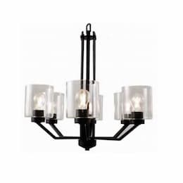 60W Paris Chandelier, 6-Light, Clear Cylinder Glass, Matte Black 