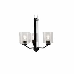 60W Paris Chandelier, 3-Light, White Cylinder Glass, Matte Black 