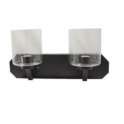 60W Paris Vanity, 2-Light, Clear Cylinder Glass, Matte Black 