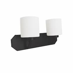 60W Paris Vanity, 2-Light, White Cylinder Glass, Matte Black 