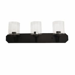 60W Paris Vanity, 3-Light, Clear Cylinder Glass, Matte Black 