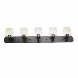 60W Paris Vanity, 5-Light, Clear Cylinder Glass, Matte Black 