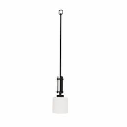 60W Paris Mini Pendant Light, White Cylinder Glass, Matte Black 