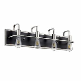 Justin Vanity Light, 4-Light, E26, Matte Black & Brushed Nickel