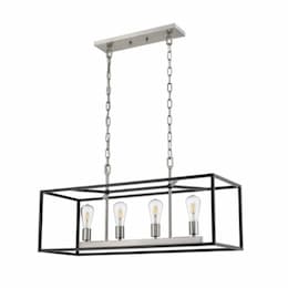 Rosslyn Chandelier, 4-Light, Matte Black, Brushed Nickel Accent