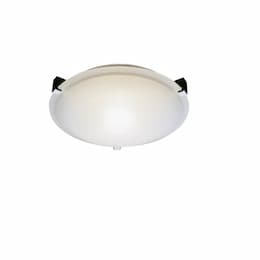 60W Flush Mount Fixture, 2-Light, E26, White Glass, Matte Black