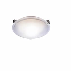 60W Flush Mount Fixture, 2-Light, E26, White Glass, Brushed Nickel