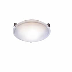 60W Flush Mount Fixture, 3-Light, E26, White Glass, Brushed Nickel