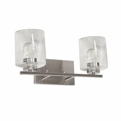 Vanity Light w/ Clear Glass, 2-Light, E26, 120V, Brushed Nickel