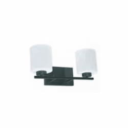 HomEnhancements Glass Vanity Fixture, 2-Light, White Glass, Matte Black