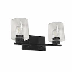 Vanity Light w/ Clear Glass, 2-Light, E26, 120V, Matte Black