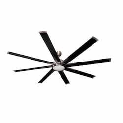 72-in 15W Ceiling Fan w/ Black Blades, 6-Speed, 120V, 3000K, Nickel