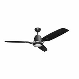 52-in 15W Verona Ceiling Fan w/ Black Blade, 120V, 3000K, Black/Nickel