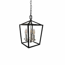 Open Cage Entry Fixture, 3-Light, E12, Matte Black & Brushed Nickel