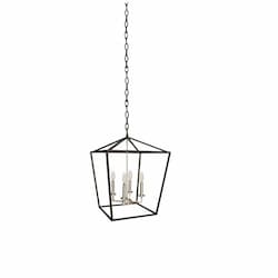 Open Cage Entry Fixture, 4-Light, E12, Matte Black & Brushed Nickel