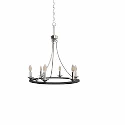 Trento Ring Chandelier, 6-Light, E12, Matte Black & Brushed Nickel