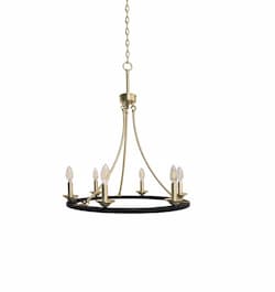 Trento Ring Chandelier, 6-Light, E12, Matte Black & Champagne Gold