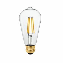 7W LED ST19 Filament Bulb, E26, 600 lm, 120V, 3000K, Clear