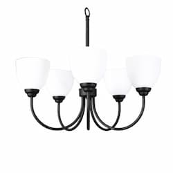 Laredo Chandelier w/ White Glass, 5-Light, E26, Matte Black