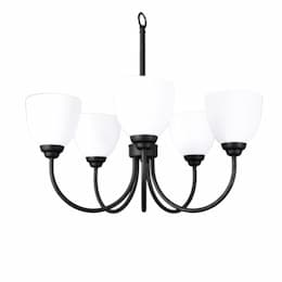 Laredo Chandelier w/ White Glass, 5-Light, E26, Matte Black