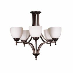 Fort Worth Chandelier, 5-Light, White Glass, Matte Black