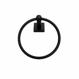 Modern Single Towel Ring, Square, Matte Black