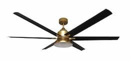 60-in 18W Ceiling Fan w/ 6 Matte Black Blades, 3000K, Gold