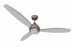 60-in 18W Ceiling Fan w/ 3 Clear Blades, 3000K, Chrome