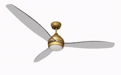 60-in 18W Ceiling Fan w/ 3 Clear Blades, 3000K, Champagne Gold