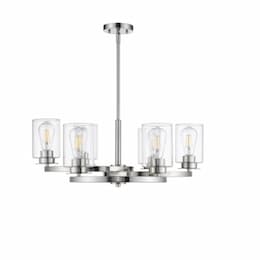 Jonna Chandelier, 6-Light, Frosted Glass, Polished Nickel