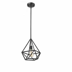 Vega Pendant Light, 1-Light, Geometric Open Cage, Matte Black