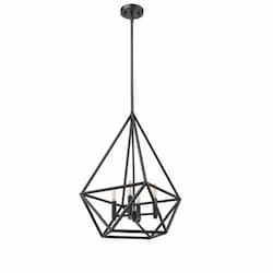 Vega Pendant Light, 4-Light, Geometric Open Cage, Matte Black