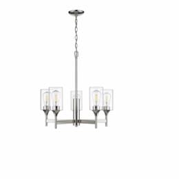 Tia Chandelier, 5-Light, E26, White Glass, Polished Nickel