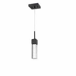 8W Pixi Pendant Light, 1-Light, Glass Cube, Matte Black