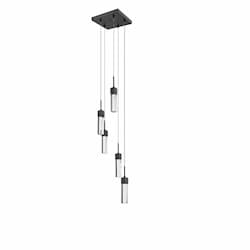 Vivio Pixi Pendant Light, 5-Light, Clear Seeded Glass, Matte Black