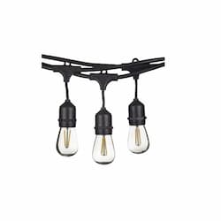 24-ft LED Porch String Light, 12-Light, Indoor/Outdoor, Black, 2200K