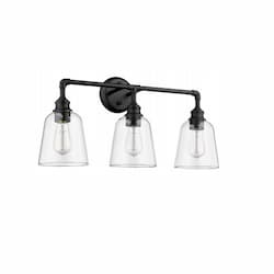 Milla Vanity Light, 3-Light, Clear Glass, Matte Black